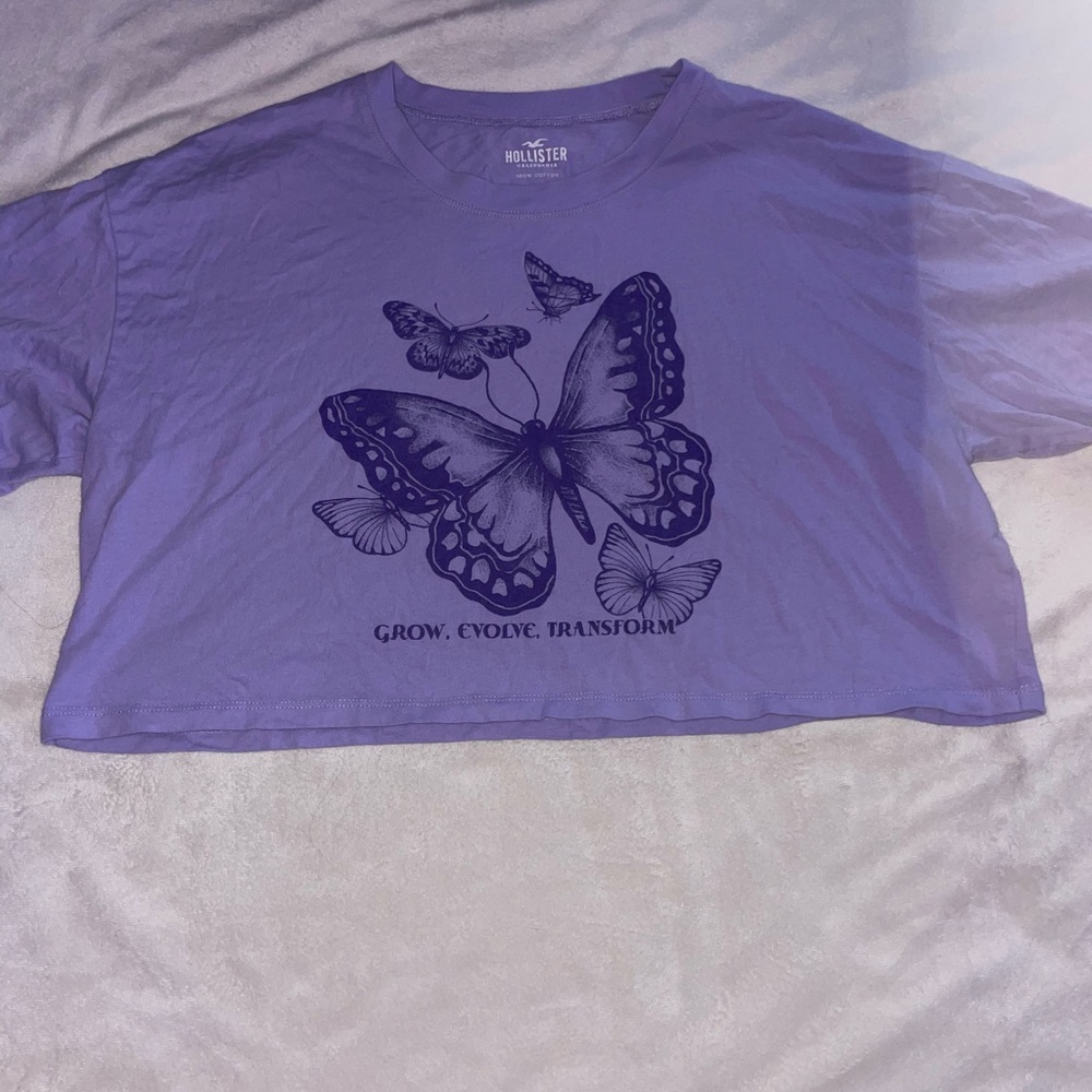 Purple Butterfly crop top - hollister - size small